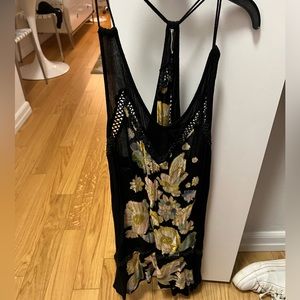 free people black floral dress size s